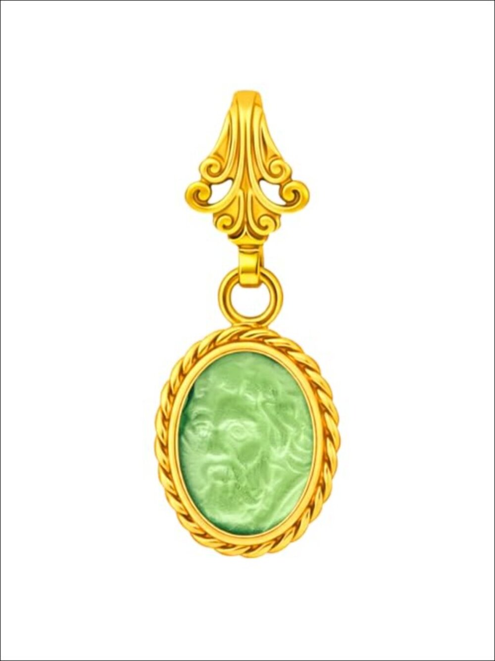 Handmade Intaglio Pendant Necklace 24K Gold Vermeil 925 Sterling Silver Greek